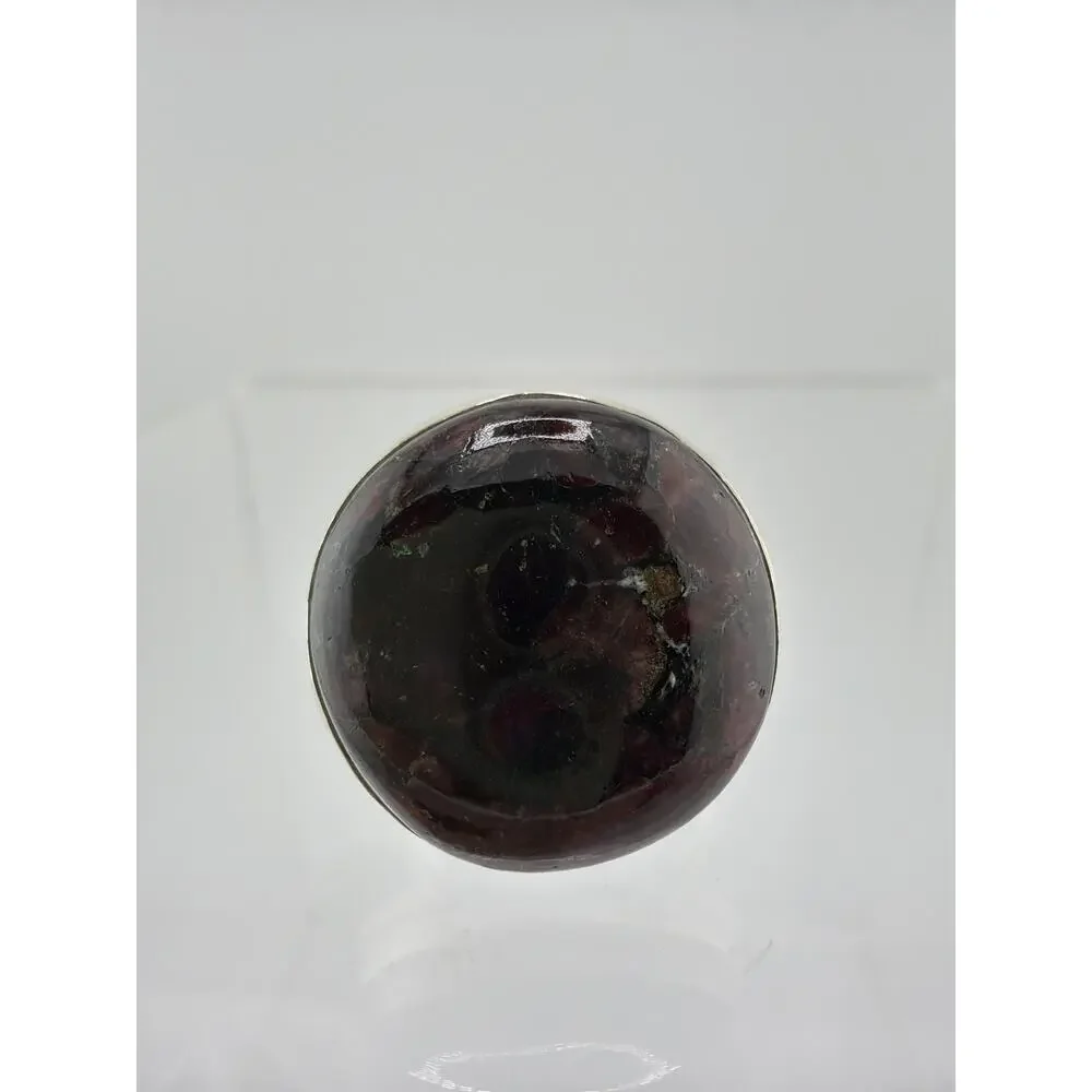 Deep Red Eudialyte 925 Sterling Silver Statement Ring Size 7